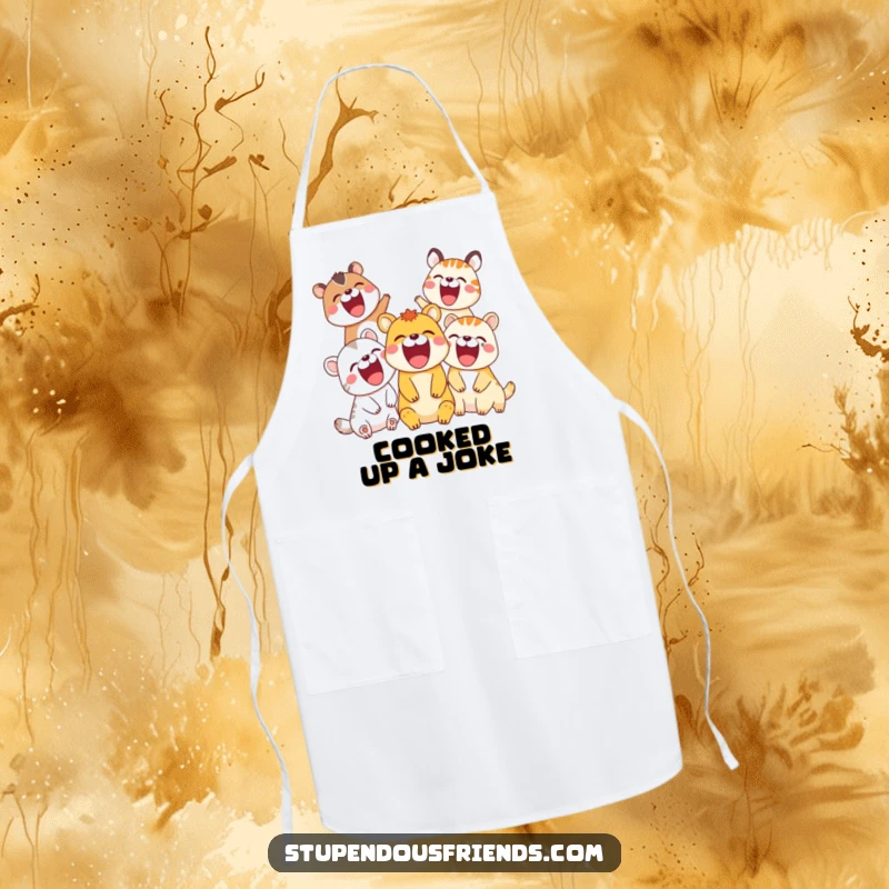 Funny Apron: Animals laughing heartily, adding humor and cheer to the kitchen, a fantastic funny gift.