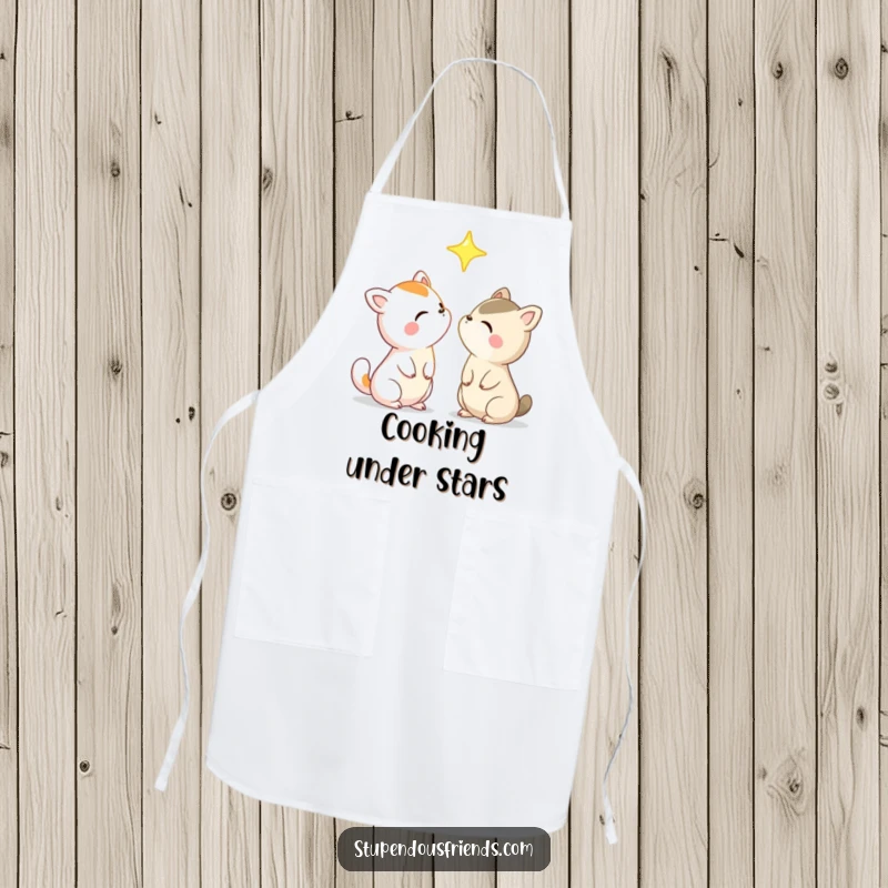 Funny Animal Apron showing characters gazing at a bright star, promoting dreams and wonder with a humorous and practical kitchen accessory.
