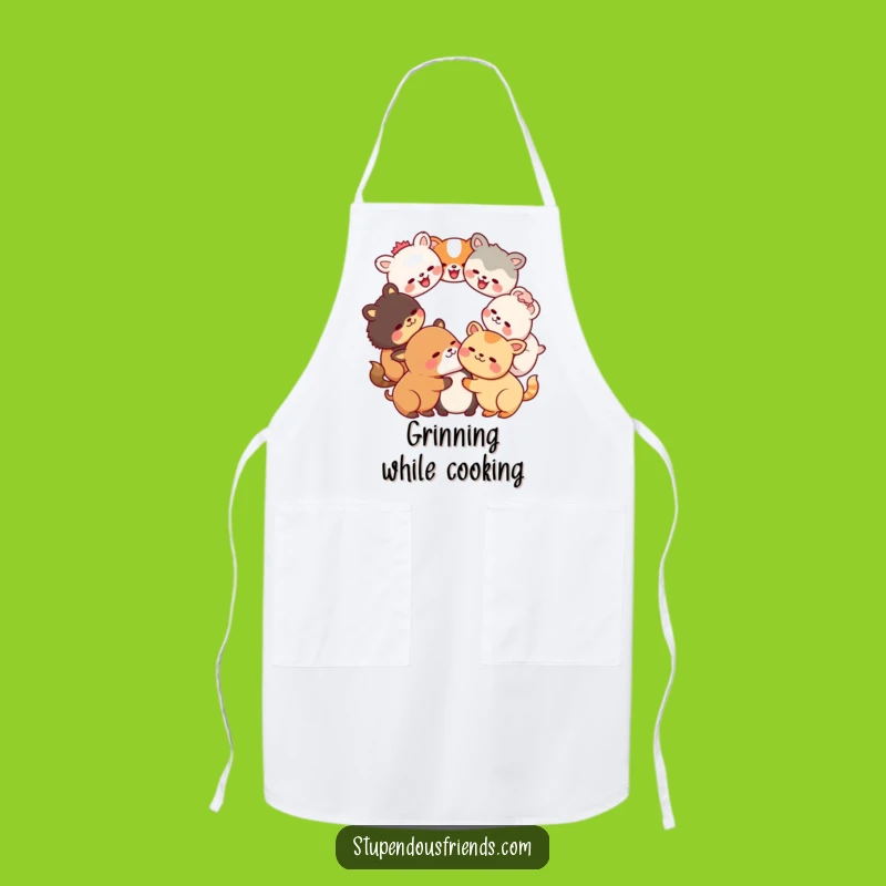 Funny Kawaii Laughter Circle Apron: Durable Kitchen Wear for Hilarious Animal Chefs Gift