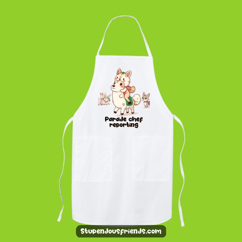 Funny Animal Parade Apron: Kitchen Fun, Humorous Duo Design, Practical Gift