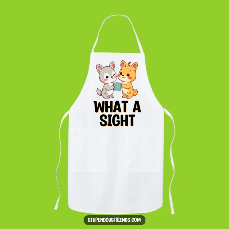 Cook up some excitement with this funny apron showing friends discovering something amazing! A great funny gift for culinary explorers.