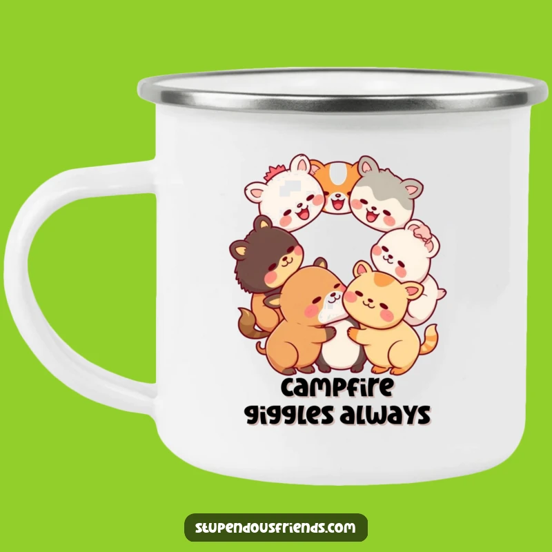 Funny Kawaii Laughter Circle Camping Mug: Enamel Cup for Hilarious Outdoor Giggles Gift