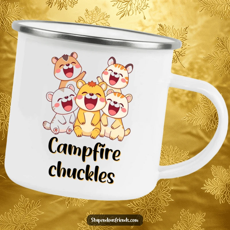 Funny Camping Mug: Animals laughing heartily, perfect for outdoor fun and spreading cheer, a funny gift.