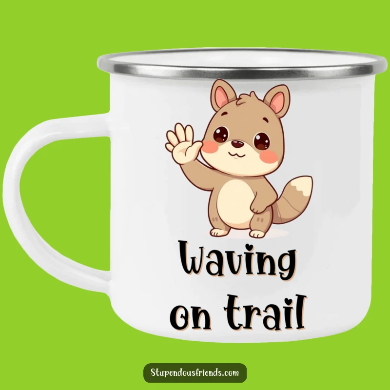 Funny Waving Animal Camping Mug: Friendly Greetings for Outdoor Adventures!