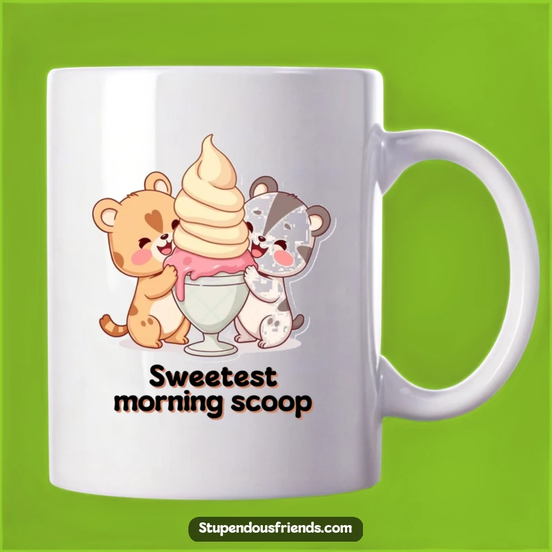 Funny Ice Cream Sharing Mug: Delightful Animal Moment for Sweet Treat Lovers Gift