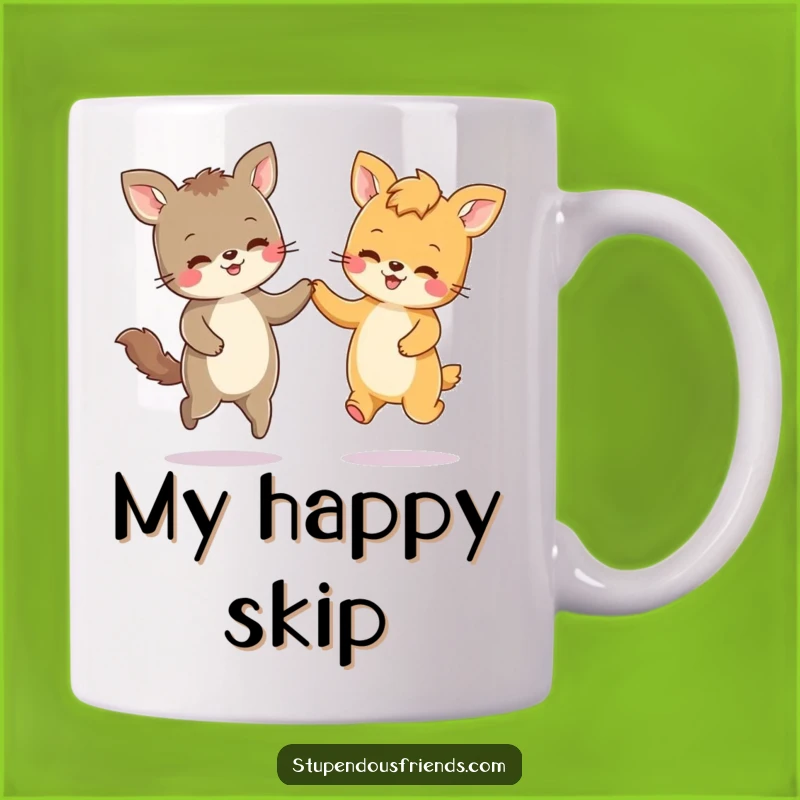 Funny Best Friends Skipping Together Mug: A Hilarious Design for Animal Lovers, Perfect Gift!