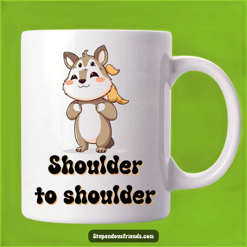 Funny Support Mug: Big Friend Lifting Small Friend - Perfect Funny Gift