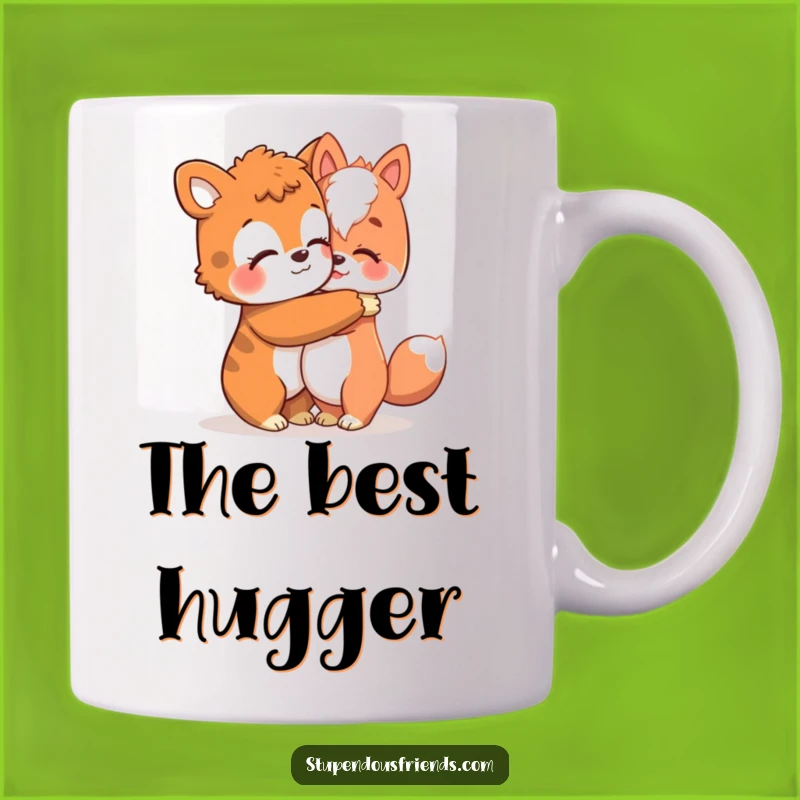 Share the warmth with this funny mug featuring a comforting hug. A heartwarming and funny gift for someone special.