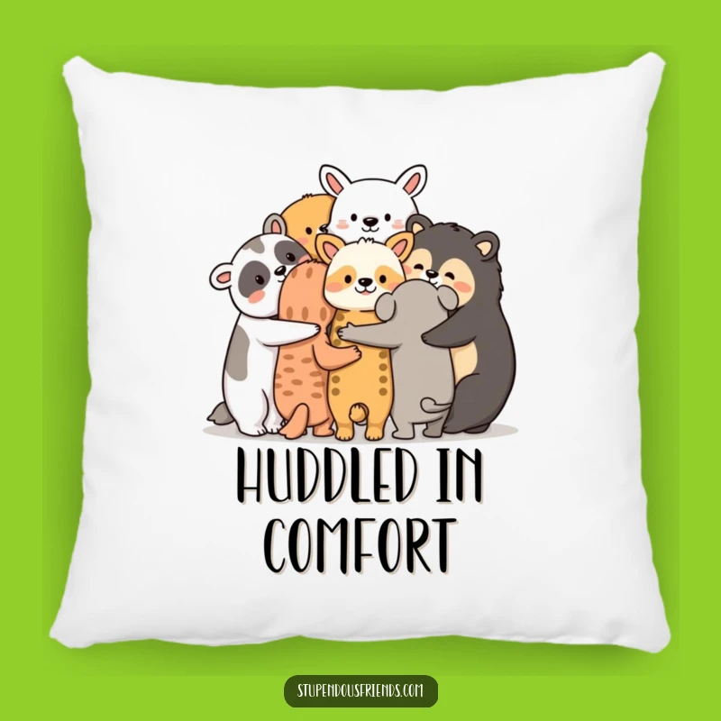 Funny Friendship Animals Pillow: Huddle Together, Cozy & Heartwarming Throw Pillow, Funny Gift