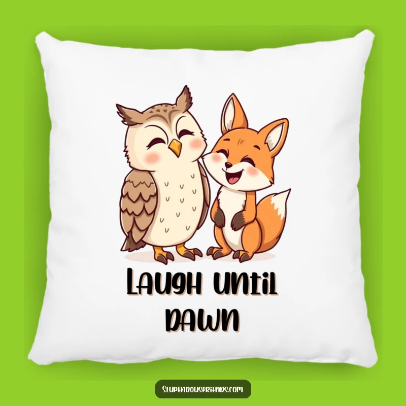 Funny Owl and Fox Laughing Pillow: Cozy Comfort and Comedy