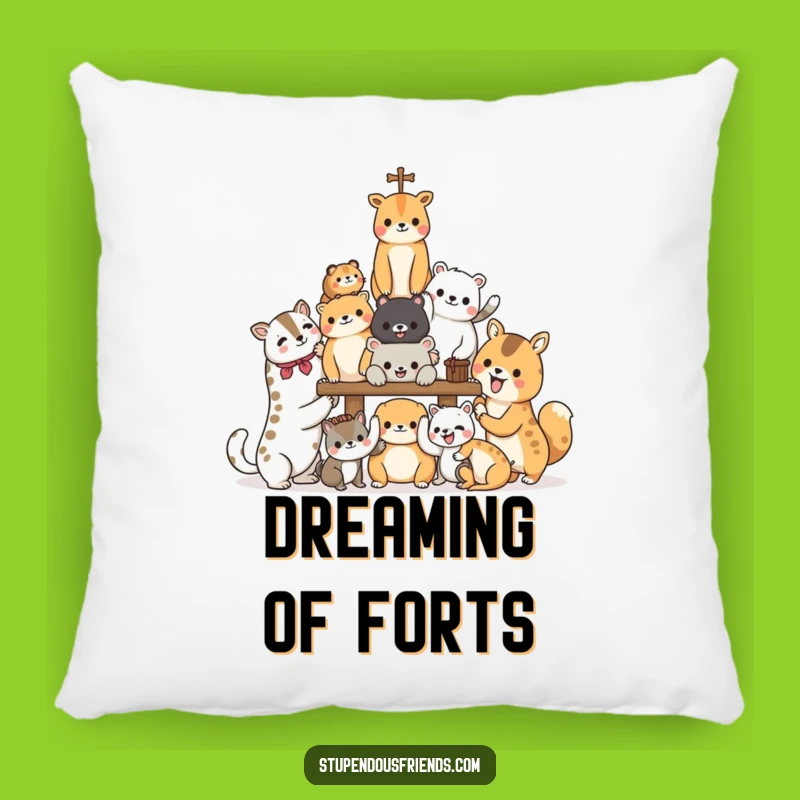 Funny Teamwork Animal Builders Pillow: Rest After a Job Well Done