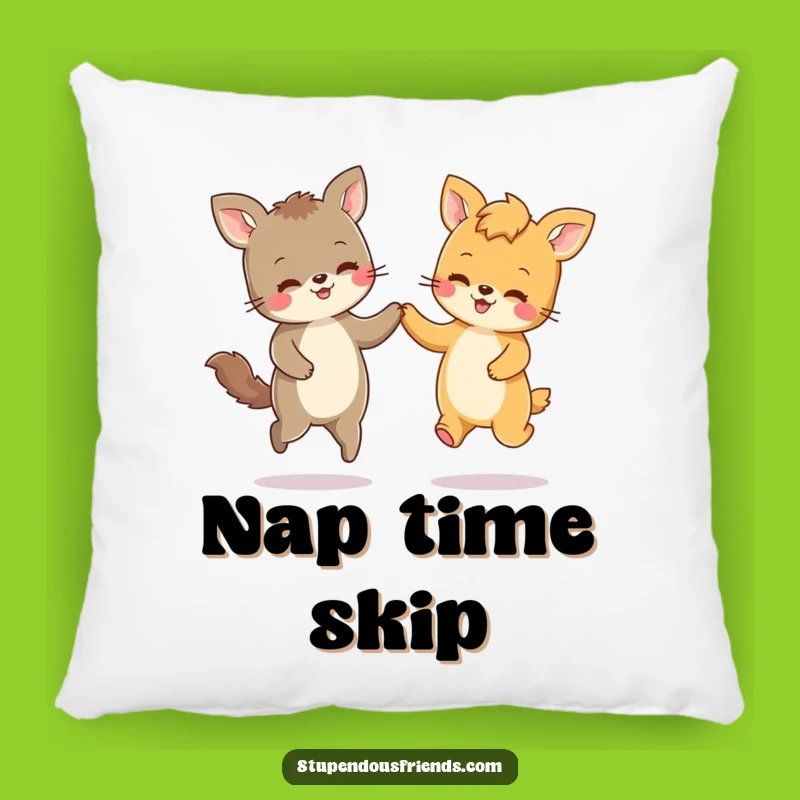 Funny Skipping Friends Pillow: Cozy Up with This Adorable and Hilarious Animal Design!