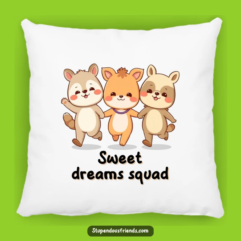 Funny Animal Friends Skipping Pillow: Cozy Comfort and Hilarious Hugs