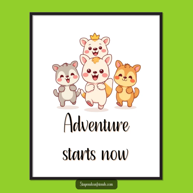 Funny Kawaii Adventure Leader Digital Art Print: Instant Inspiring Journey Downloadable Art Gift