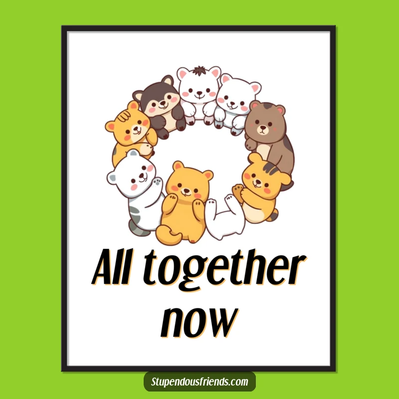 Funny Unity Digital Art Print: Animal Circle - Instant Funny Gift