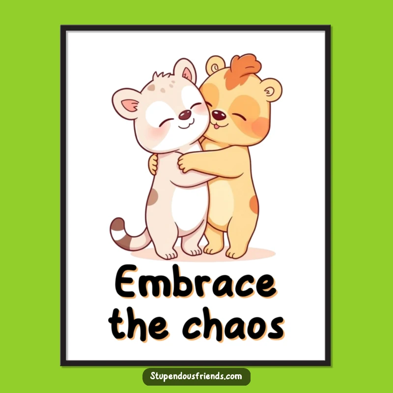 Funny Oversized Hug Animal Digital Art - Instant Laughs for Your Space