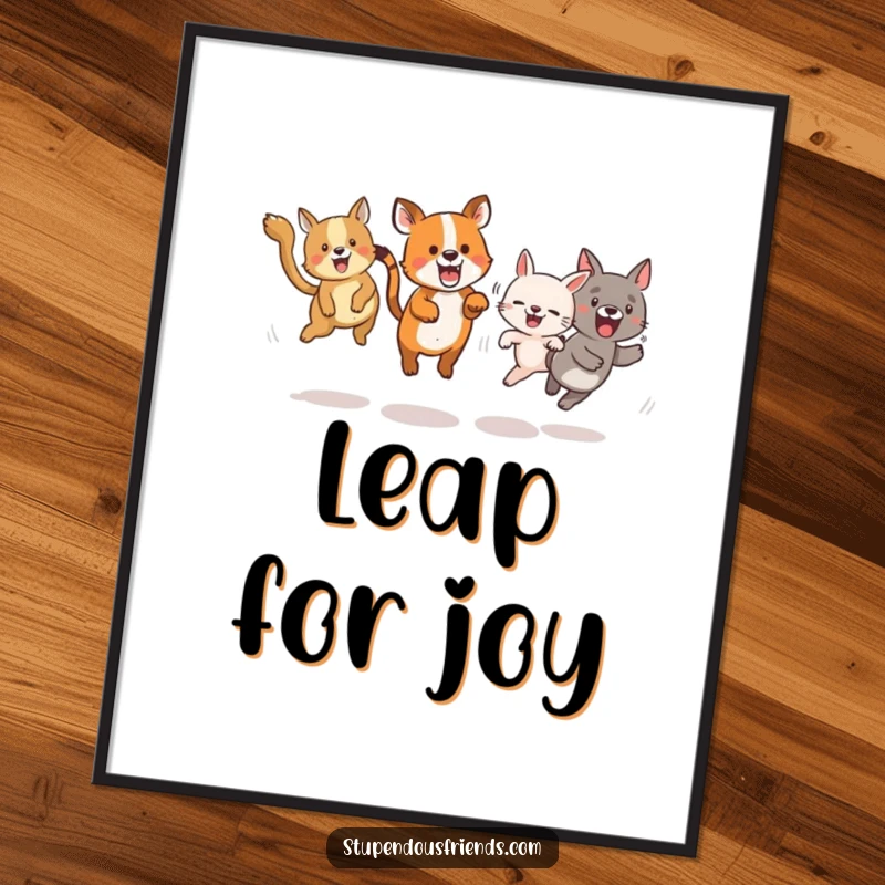 Funny digital art print of animals energetically playing tag, bringing instant fun and vibrant humor.