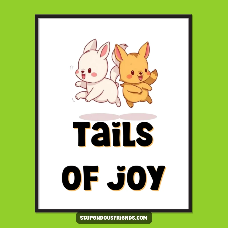 Funny Animal Tails Intertwined Digital Art: Instant Joyful & Humorous Decor