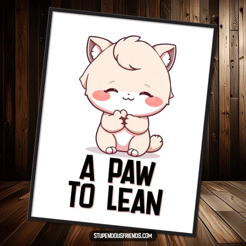 Funny digital art print of a comforting paw offered with a gentle smile, bringing instant warmth and humor.