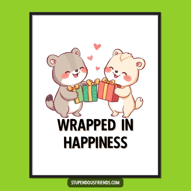 Funny Gift Exchange Digital Art: Joyful Animal Print for Festive Decor