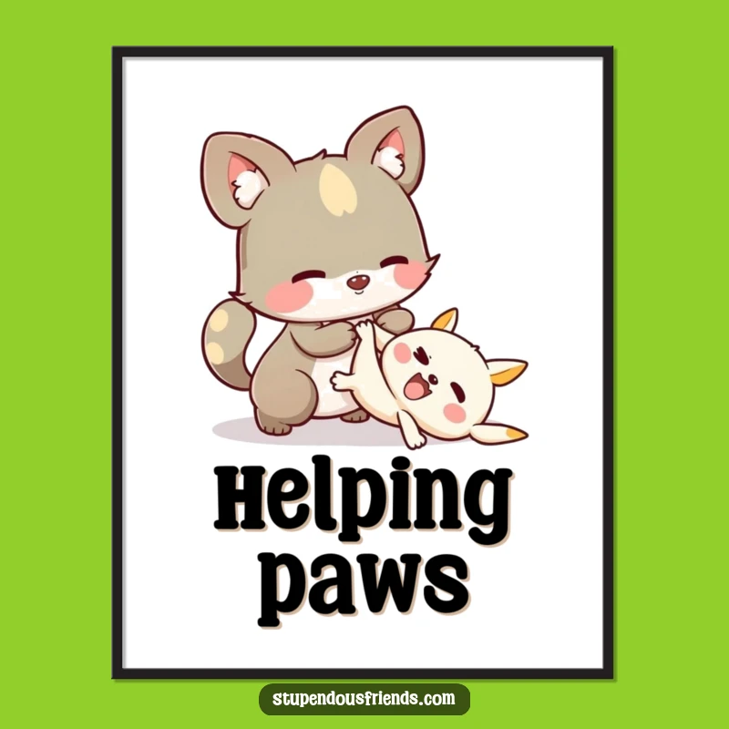 Funny Helping Digital Art: Instant Kindness Vibes! Printable Art.