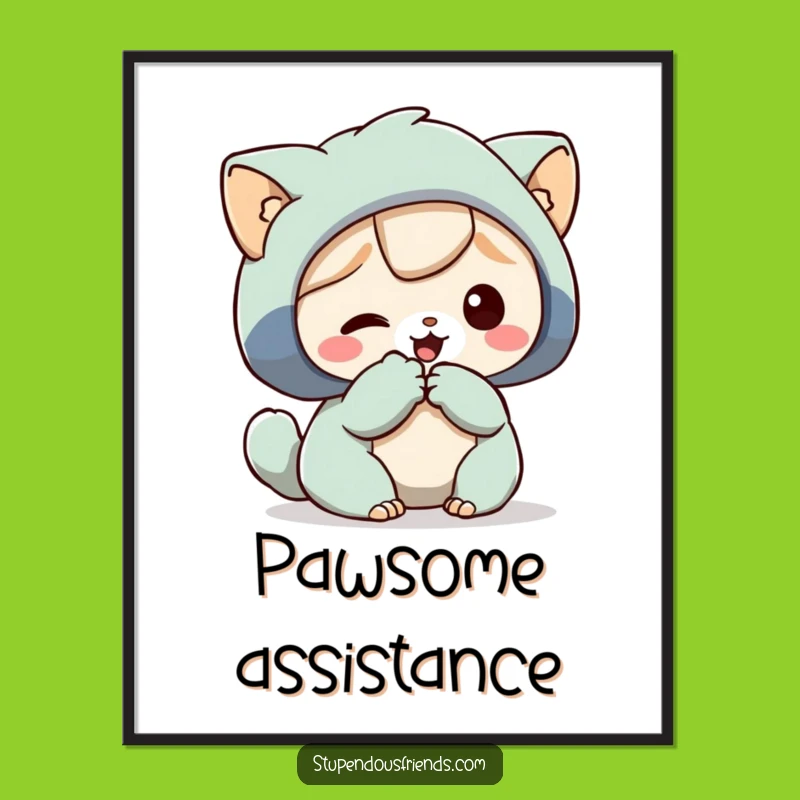 Funny Helping Paw Digital Art: Kindness Decor's Funny Gift