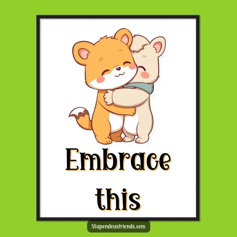 Funny Hugging Art Print: Instant Hilarious & Heartwarming Decor!