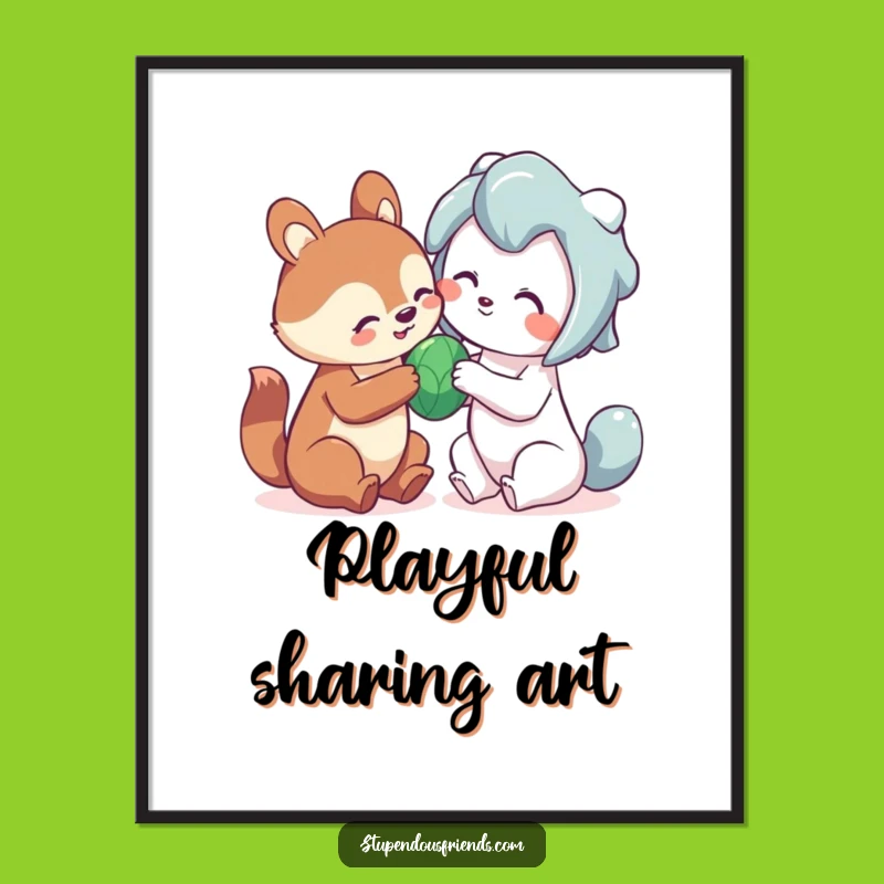 Funny Sharing Animal Digital Print: Instant Download of Playful Friendship!