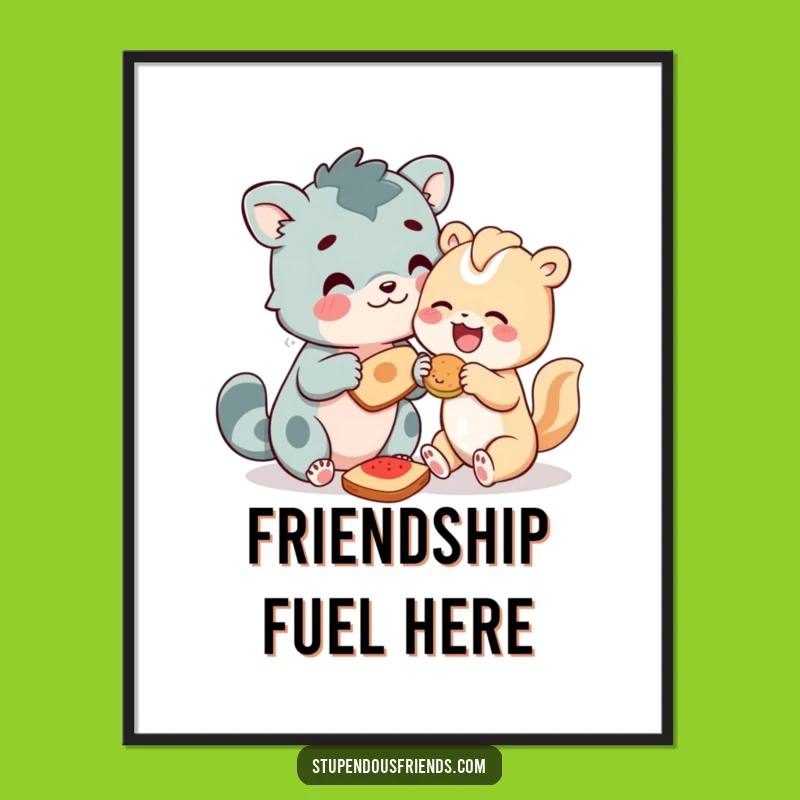 Funny Sharing Animal Friends Digital Art: Celebrate Friendship Daily