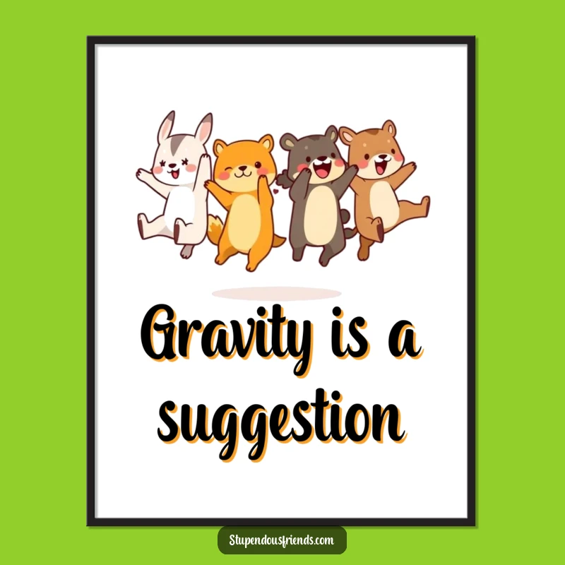 Funny Animal Synchronized Leap Digital Art: Hilarious Playful Leap Print for Walls