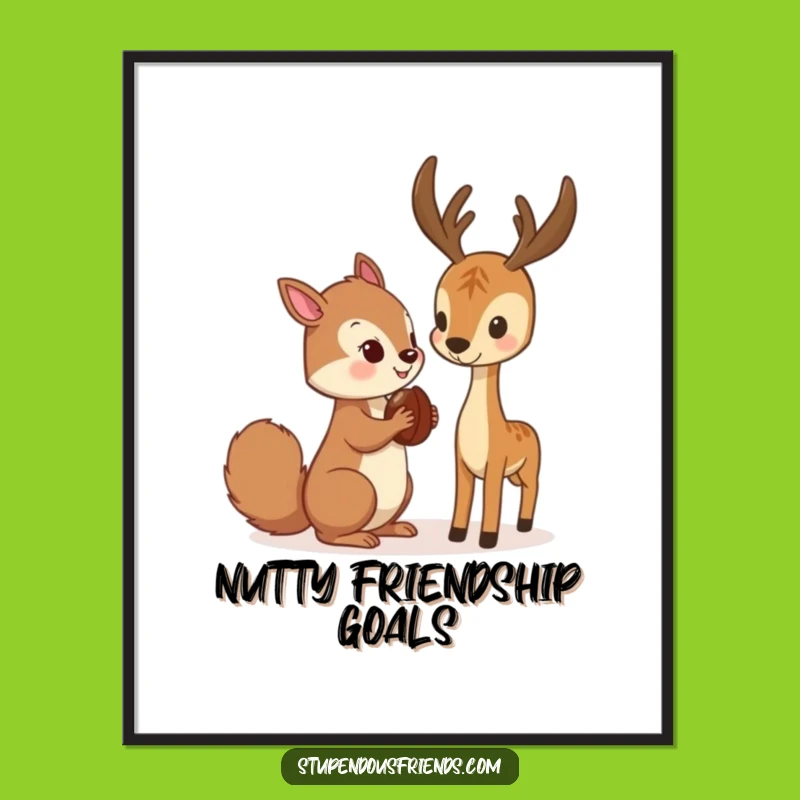 Funny Squirrel & Deer Digital Art: Woodland Charm's Funny Gift