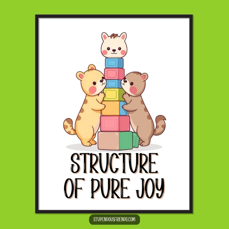 Funny Animals Building Blocks Digital Print - Instant Playful Decor, A Hilarious and Creative Gift