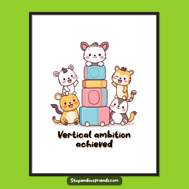 Printable Funny Animal Block Tower Art: Instant Joy for Your Walls
