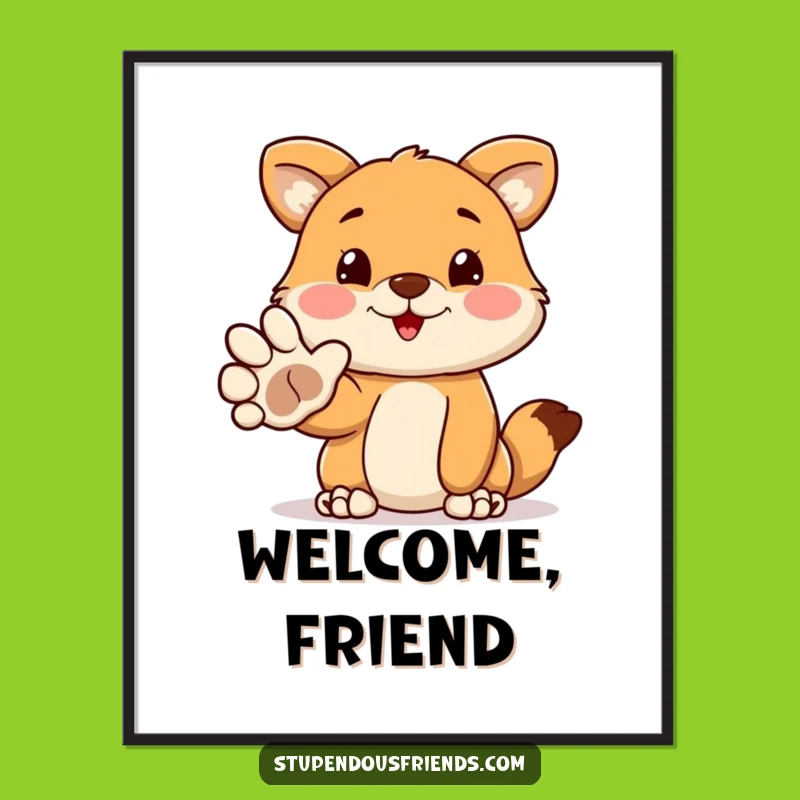 Funny Welcoming Paw Digital Art Print: Instant Humor With This Hilarious Animal's Funny Decor