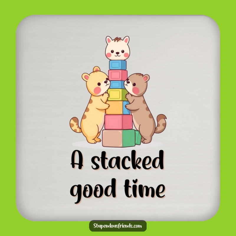 Funny Animals Building Blocks Coasters (Set of 4) - Protect Surfaces with Playful Humor