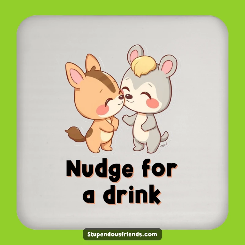 Funny Animal Nose Nudge Coaster Set - Table Protector Cute Gift