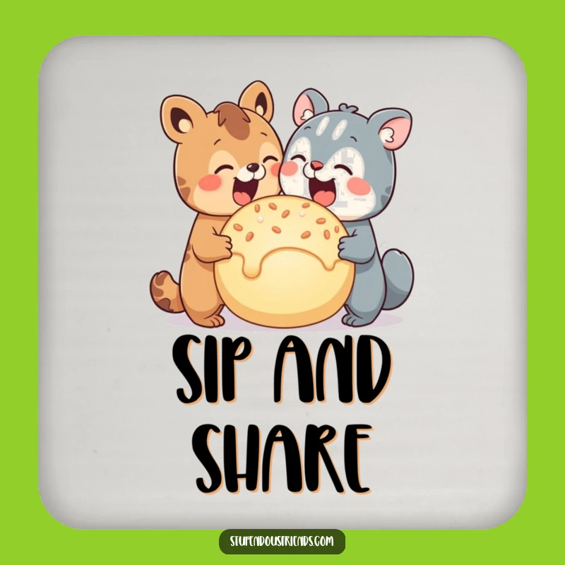 Funny Animal Treat Sharing Coaster Set - Table Protector Cute Gift