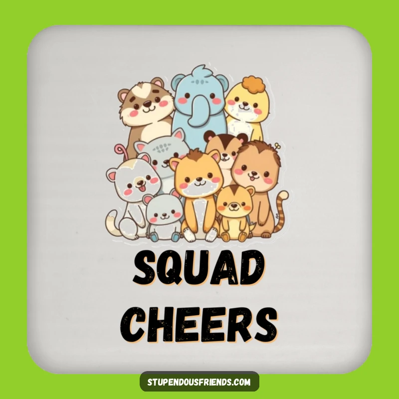 Funny Diverse Animal Hug Coaster Set - Cozy Unity Decor