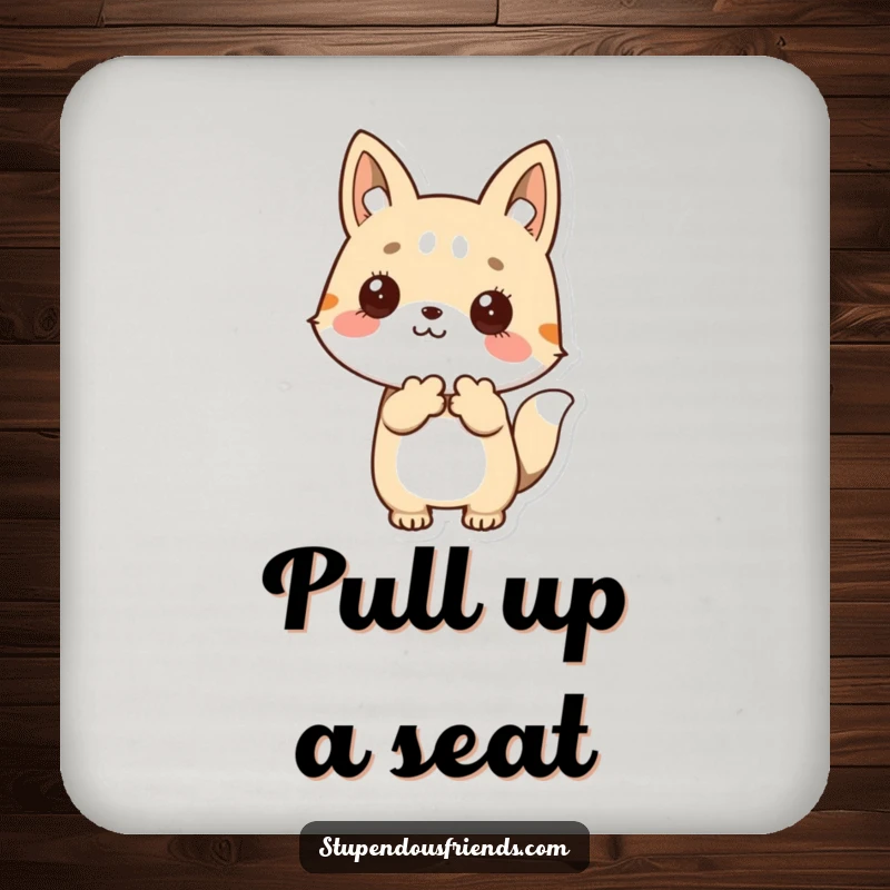 Funny Coasters: An animal extending a welcoming paw, symbolizing kindness and friendship, a perfect set for a funny gift.