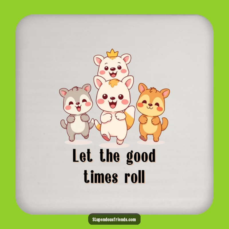 Funny Kawaii Adventure Leader Drink Coasters: Set of Hilarious Animals Protecting Tables Gift