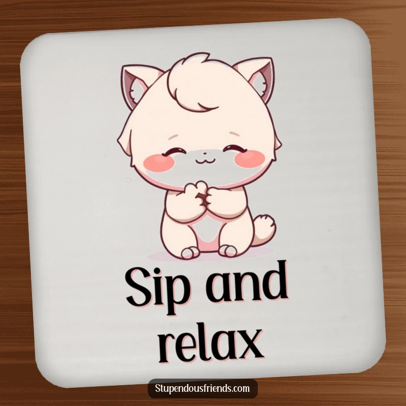 Funny drink coasters featuring a comforting paw offered with a gentle smile, adding warmth and humor.