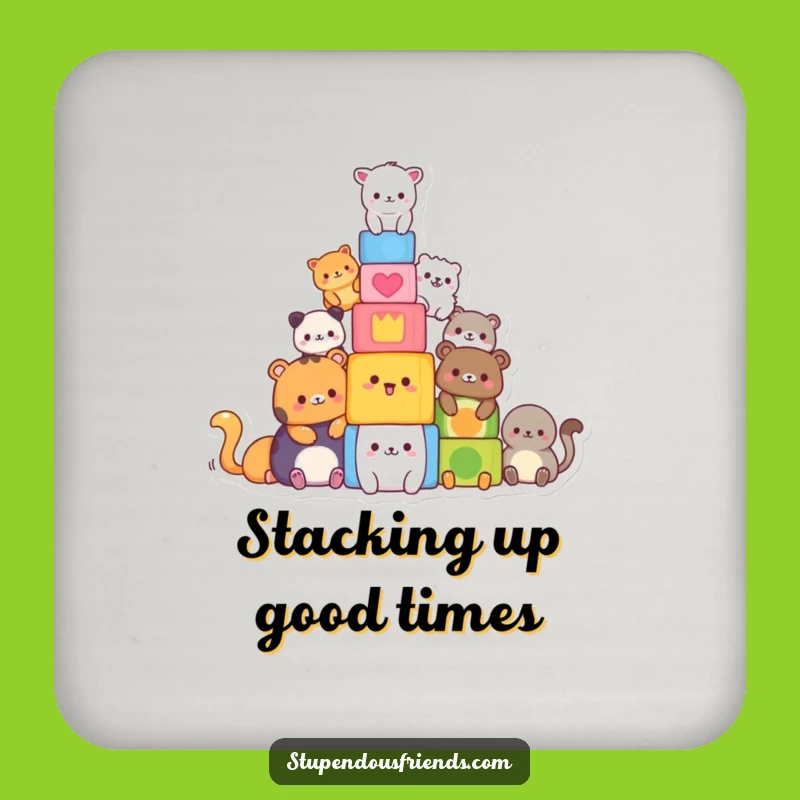 Funny Animal Block Builders Coaster Set - Hilarious Protection, Perfect Gift for Tables