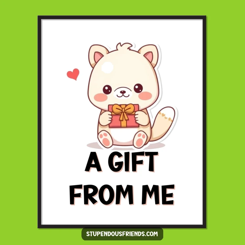 Funny Gift Giving Animals Poster - Heartwarming Art, Perfect Gift for Decor