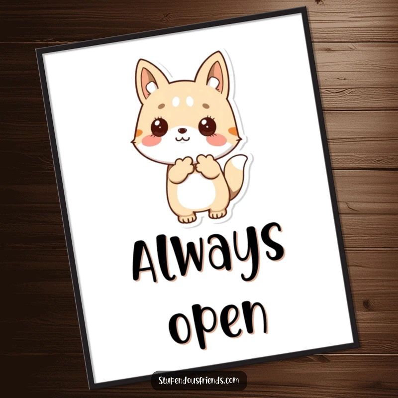 Funny Poster: An animal extending a paw in a welcoming gesture, symbolizing friendship and kindness, a perfect funny gift.