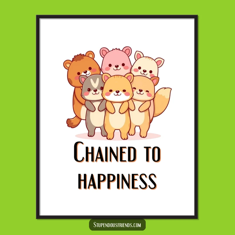 Funny Animal Chain Poster: Joyful Wall Art Celebrating Friendship