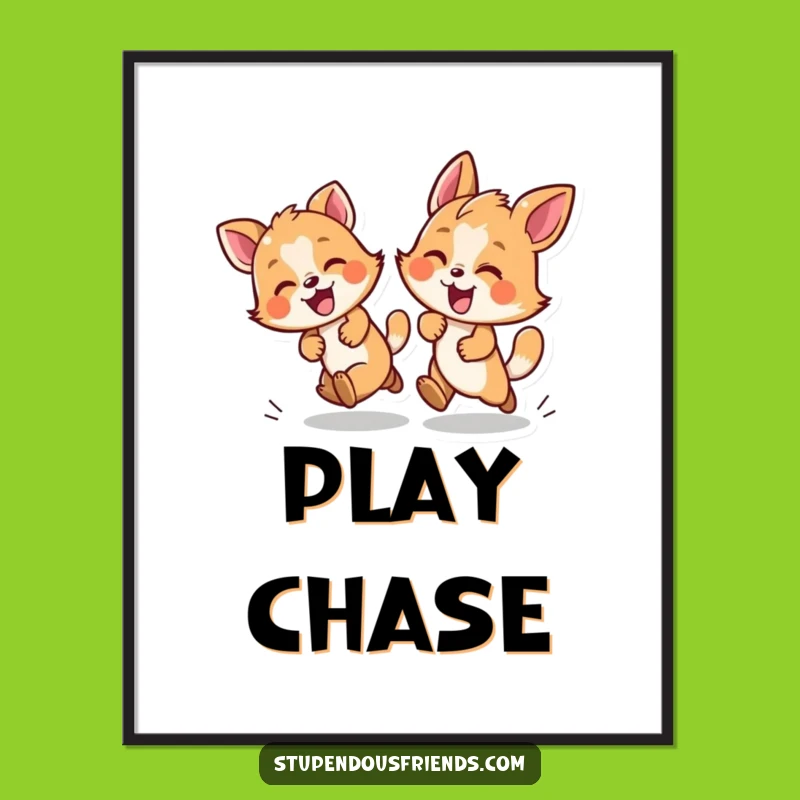 Dynamic Funny Chase Animals Poster - Add Energy to Your Walls