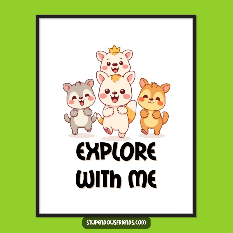 Funny Kawaii Adventure Leader Poster: Inspiring Wall Art for Hilarious Group Journeys Gift