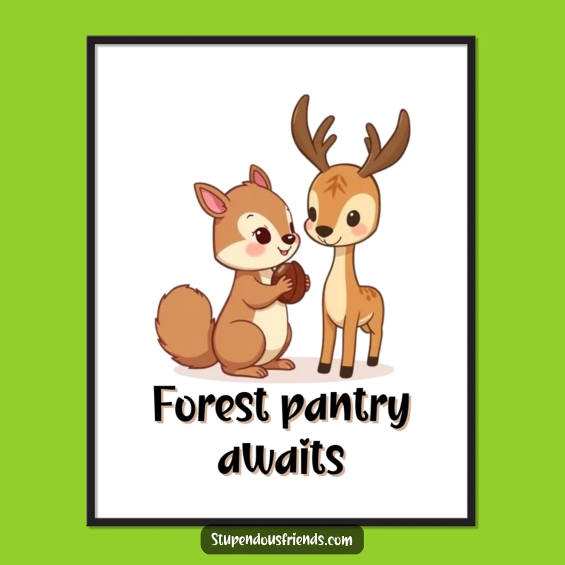 Funny Squirrel & Deer Poster: Forest Friends' Funny Gift