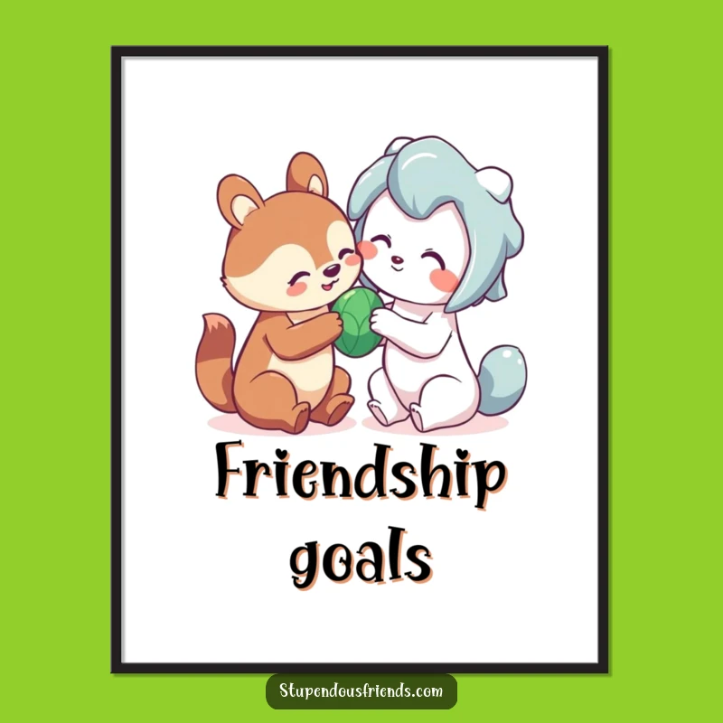 Funny Sharing Animal Poster: Bring Playful Friendship to Your Walls!