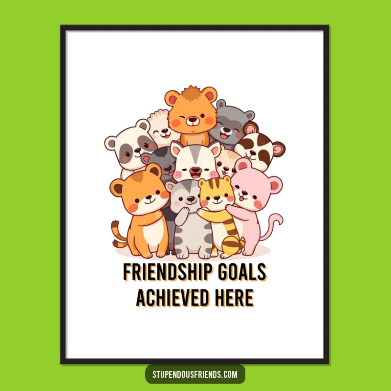 Funny Animal Friends Hugging Poster - Bring Joyful Laughter and Decor to Any Room